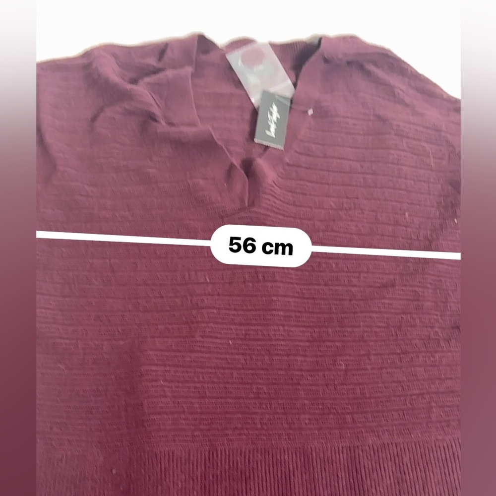 NWT Lord & Taylor New Deep Burgundy V-Neck Structured Top Large soft stretchy - Picture 5 of 8